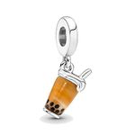 BEEUVIP Murano Glass Bubble Tea Dangle Charm 925 Sterling Silver Openwork Bead for Charm Bracelets and Necklaces with 5A Cubic Zirconia, Birthday Mothers Day Jewelry Gifts Women Girls