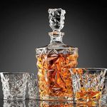 Friday Society European Crystal Clear 7 Pcs Decanter and Glasses Set- Stylish 1000ml Decanter 1 Pcs and 320ml Glass Set of 6 Pcs - Perfect for Whiskey, Scotch, Wine, Vodka, Tequila, Rum etc