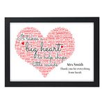 Personalised Best Teacher Big Heart Little Minds Keepsake, Thank You Gift School - Thank You Gifts for Teachers, Teaching Assistants, TA, Nursery Teachers - ANY RECIPIENT from ANY NAME