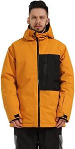 Men Ski Jacket Snow Coat Snowboard Winter Sports Insulated Warm Hooded Waterproof Windproof, Orange, X-Large
