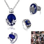 HJYZY 14 pcs The Vampire Diaries Sticker Elena Daylight Walking Signet Damon's Caroline's Ring Katherine Necklace Set