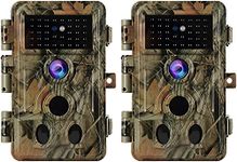 2-Pack Game & Trail Cameras Full HD 24MP Photo 2304*1296P H.264 MP4 Video Wildlife Deer Hunting Cameras No Glow Infrared Night Vision and 0.1S Fast Trigger IP66 Waterproof 120° Motion Activated, Password Protected, Photo and Video Model, Time Stamp and Time Lapse