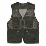 Rizanee Unisex Mesh Breathable Fishing Vest, Multi-Pockets Photography Travel Hiking Waistcoat Jacket for Adults and Youth (Army Green, US M - TAG XL)