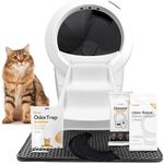 Litter-Robot 4 Supply & Accessory Bundle by Whisker, White- Automatic Self-Cleaning Cat Litter Box, Includes Litter-Robot 4, Ramp, Mat, 3 OdorTrap Packs, 10 Liners, 30 Wipes, & 2 Carbon Filters