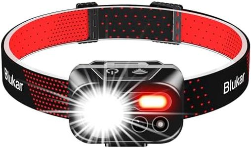 Blukar Linterna Frontal LED Recargable, Linterna Cabeza Super Brillante con Sensor Movimiento, Luz Roja y 7 Modos - 30H de Funcionamiento, Ligera & Impermeable Lámpara para Camping, Correr etc.