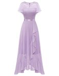 Berylove Evening Dress Long Elegant for Wedding Dress with Slit Cocktail Dress Women's Elegant with Sleeves Elastic Waist BLP7051 Lavender L