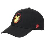 Marvel Avengers Curved Bill Hook and Loop Baseball Cap, Black/Ironman, One Size