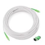 Vesperia 30m(98.4ft) Armored Network Fibre Optic Cable SC/APC to SC/APC OS2 Simplex Singlemode 9/125μm LSZH FTTH 3.0mm Patch Cord Fiber Cables with Adapter Coupler