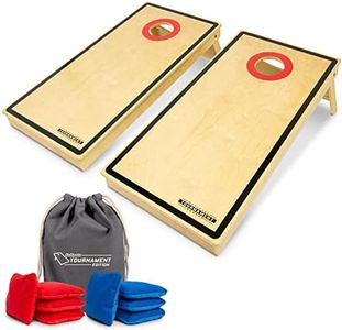 GoSports Tournament Edition Regulation Cornhole Game Set - 4 ft x 2 ft Wood Boards with 8 Dual Side (Slide and Stop) Bean Bags