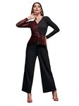 Miss Chase Women's V-Neck Full Sleeve Embellished Asymmetric Regular-Length Polyester Jumpsuit (MCAW22D15-54-215-02, Black, XS)