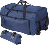 REDCAMP Foldable Duffle Bag with Wheels 120L, 1680D Oxford Collapsible Large Duffel Bag with Rollers for Camping Travel Gear, Blue