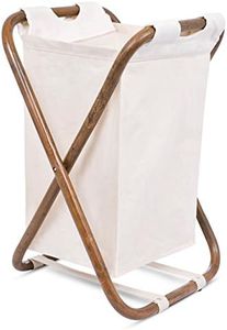 BIRDROCK HOME Single Rattan Laundry Hamper - Machine Washable Canvas Lining - Lightweight and Foldable - Removable Bag - Organizer