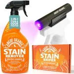 ANGRY ORANGE Odor Eliminator & Pet Stain Remover - Carpet Cleaner for Pets, Citrus Scented Dog Pee Deodorizing Spray and Enzyme Cleaner for Home with UV Flashlight