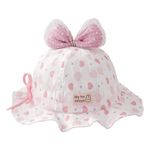 SNOWIE SOFT® Baby Sun Hat Toddler Girls Sun Cap Breathable Cotton Sun Cap Bucket Hat Cute Bow Wide Brim Baby Girls Hat Birthday Gift for Girls 6-18 Months Pink and White