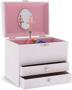 Jewelkeeper Personalize-Your-Own White Musical Ballerina Jewelry Box with 2 Pullout Drawers, You are My Sunshine Tune