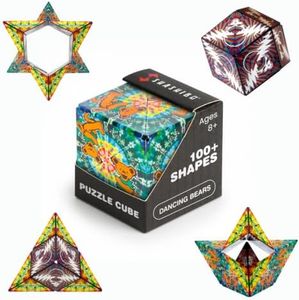 Shashibo Shape Shifting Box - Award-Winning STEM Fidget Toy with Ultra Strong Magnets - Puzzle Cube Transforms Into 100+ Shapes, Perfect Sensory Gift for Kids, Teens, and Adults (Dancing Bears)
