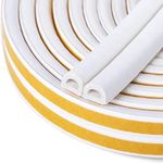 AJAGIYA STORE Door Seal D-Type Strip Weather Stripping Self Adhesive Foam for Doors and Windows, Soundproofing Weatherstrip Gap Collision Avoidance 6 Meter (White, 6 Meter - Pack of 1)