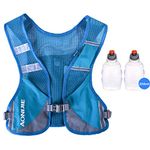 AONIJIE Men Women Light Running Vest Pack Reflective Breathable Hydration Backpack Hiking Camping Marathon Cycling Race (Blue - with 2 pcs 250ml Bottles)