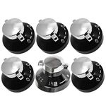 New World Genuine Gas Hob Oven Cooker Control Knobs (Black/Silver, Pack of 6)