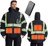 SRsafety Safety Heated Jacket,Waterproof Safety Jacket for Men with Pockets, Reflective High Visibility Safety Jackets (US, Alpha, Small, Regular, Regular, Black)