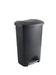 Addis Eco Made from 100% Plastic Family Kitchen Pedal Bin, 50 Litre, All Black Recycled