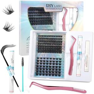 JAMATA Kit Pestañas Pelo a Pelo,Pestañas Postizas 154 Piezas,Kit de Extensión de Pestañas con Pinzas,Lash Bond and Seal Remover,Kit de Pestañas Individuales Suaves, Naturales para Diy en Casa(9-16mm)