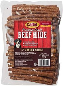 Cadet 100-Pack Rawhide Beef Munchy Sticks for Dogs, 5-Inch