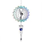 Lpraer Hanging Wind Spinner 6 Inch Stainless Steel 3D Colorful Kinetic Mandala Wind Spinner With Ball Spiral Tail for Outdoor Yard Garden(Hummingbird)