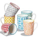 ONEMORE 12oz Colorful Coffee Mug Set of 6 - Microwave Safe Ceramic Cups with Handle - Dishwasher/Oven Safe, Aesthetic Coffee Cup for Latte Cappuccino- Assorted Colors