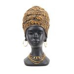 Smadeer African Statues for Home Decor,African Statue and Sculpture for Shelf Bookshelf Tabletop Desk Living Room Bedroom Office Modern Decor Accents,African Art Women Figurine Antique Gold Color