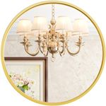 Gold Round Mirror 30 inch, Bathroom Mirrors for Wall, Round Bathroom Mirror for Living Room, Bedroom, Vanity, Entryway, Hallway