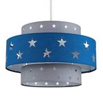 MiniSun Modern Blue & Light Grey Cut Out Star Design Cylinder Ceiling Pendant Light Shade