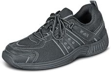 Orthofeet Men's Orthopedic Black Monterey Bay Tie-Less Sneakers, Size 9.5