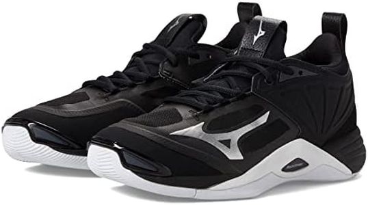 Mizuno Women's Wave Momentum 2 | Women's Indoor Volleyball Shoe | Black/Silver | US Women's 7.5