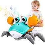 Goorder Crawling Crab Toy Baby for Boy 1 2 3 4 Year Old Musical Toy with LED Lights, Automatic Sensing Avoid Obstacle Interactive Moving Sound Toys Running Crab for Kids Toddlers Boys Girls, USB