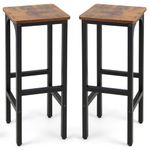 GiantexUK Bar Stools Set of 2, Industrial Kitchen Barstools with Metal Legs, Footrests & Adjustable Foot Pads, 71CM Seat Height Breakfast Bar Chairs for Home Pub Dining Living Room Restaurant