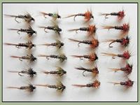 Cruncher Trout Flies, 24 Pack of Cruncher Nymphs, 4 Colours, Mixed Size 10/12/14