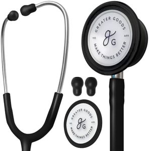 Greater Goods Dual-Head Stethoscope – Clinical Grade, Lightweight, High-Precision Sound, Ideal for Doctors, Nurses, Students, and Medical Professionals (Black)