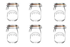 Kilner Premium Borosilicate Clip Top Food Storage Container Jar For Thinkitchen With Lid With Wire Clip Lock, Top Fastening Lid, Airtight Glass, 1 Litre, 1 Pcs Round, White