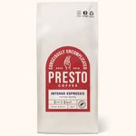 Presto Coffee | Seriously Strong Coffee Beans 1kg | Dark Roast | Chocolate & Toasted Almond Notes | Rainforest Alliance Certified 100% Robusta | Perfect for Bean-to-Cup Coffee Machines (Pack of 1kg)