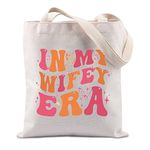 Lywjyb Birdgot In My Wifey Era Tote Bag Engagement Gift for Wife Birthday Gift Bride Shopping Bag Gift for Her (Wifey Era Tote CA)