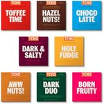 TCHO 100% Plant-Based Dark & Milk Chocolate Variety Pack - Gourmet Assortment with Toffee Time, Choco Latte, Dark & Salty, & More - Vegan No Artificial Sweeteners Chocolate Gift - 8 Count