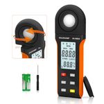 Light Meter Digital Illuminance Meter Handheld Range up to 400,000 Lux, 270º Rotated Sensor, Data Retention, Ambient Temp (℃/℉) with Backlight Display for Schools, Offices, Factories, Stores