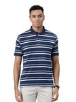 Classic Polo Men's Half Sleeve Navy/White Polo Neck Cotton Blend Authentic Fit T-Shirt