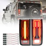 NSLUMO H2 LED Tail Light For 2003 2004 2005 2006 2007 2008 2009 Hummer H2 SUV Rear Bumper Taillights Turn Signal Lights Clear Lens Reversing Backup Parking Brake Stop Combo Lamps Assembly