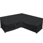 Flexiyard Heavy Duty Patio Furniture Covers, 100% Waterproof 600D Outdoor Sectional Sofa Cover, Lawn Patio Couch Cover (Midnight Black, V-Shaped-85 x 85")