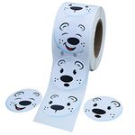 Hybsk 500pcs Cute Polar Bear Face Stickers 3 Expression Designs Animal Stickers 1.5" Round Decor Reward Labels