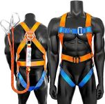 GLOROUSCHU Full Body Safety Harness Tool Fall Protection，OSHA/ANSI Compliant,ASTM F1774certified | INTERNAL Shock Absorbing Lanyard（Orange）