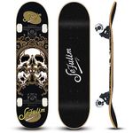 Sefulim 31 x 8 Inch Complete Skateboard 7 Layer Canadian Maple Double Kick Deck Concave Cruiser Trick Skateboard for Boys Girls Teens Adults Beginner