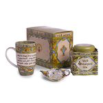 Royal Tara Set of Traditional Irish Blessing Mug Tea Bag Holder and Breakfast Tea